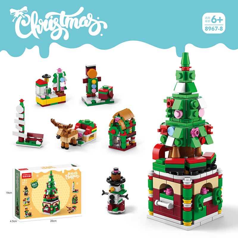 Christmas Building Blocks Compatible With Lego Christmas Tree Snow Music Box Assembled Toys With Lights Children'S Holiday Gifts - Image 1